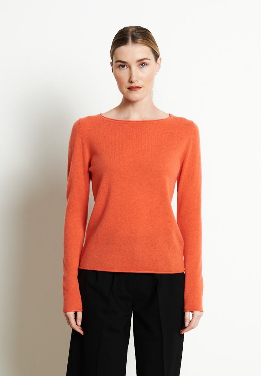 Pull col bateau femme en cachemire mandarine - LILLY 5B