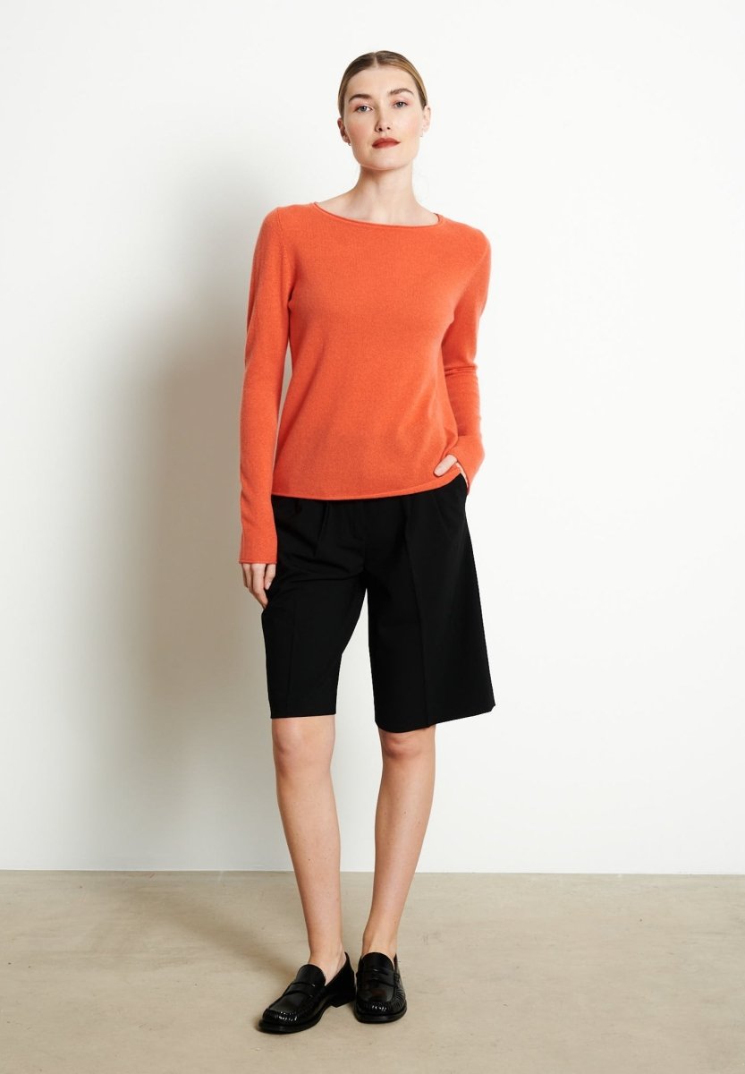 Pull col bateau femme en cachemire mandarine - LILLY 5B