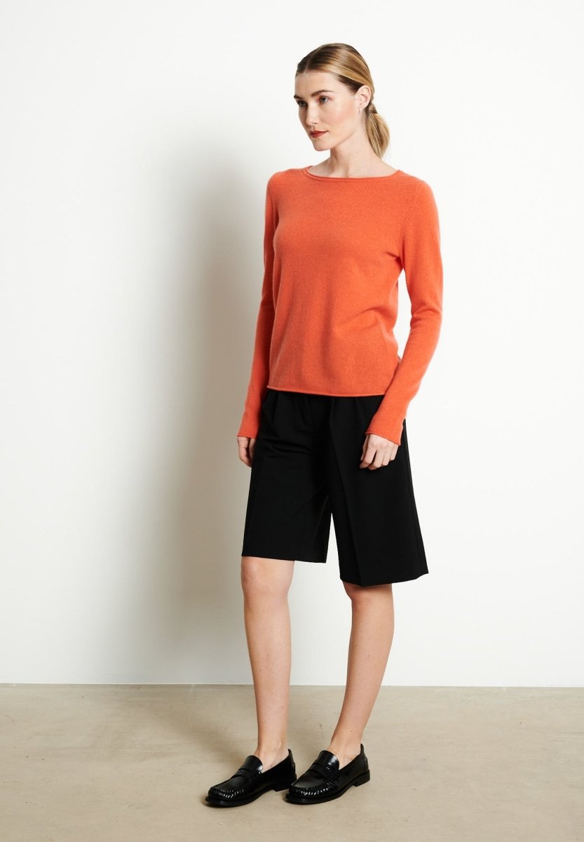 Pull col bateau femme en cachemire mandarine - LILLY 5B