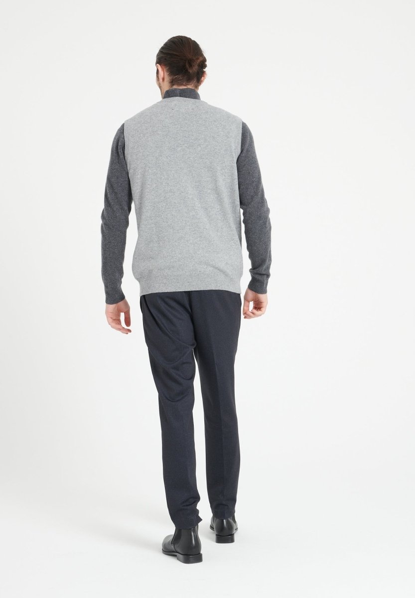 Gilet col V sans manches homme en cachemire gris clair - LUKE 9